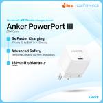 Anker PowerPort III 20W Cube Fast Charger For Iphone & Others (Cable Not Included)